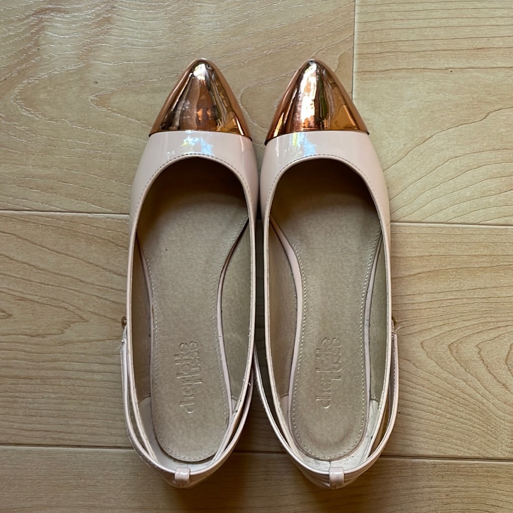 Charlotte Russe Pink Ballet Flats with Rose Gold Toe Accents